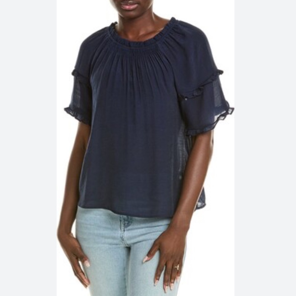 Nanette Lepore Black Flutter Sleeve Top